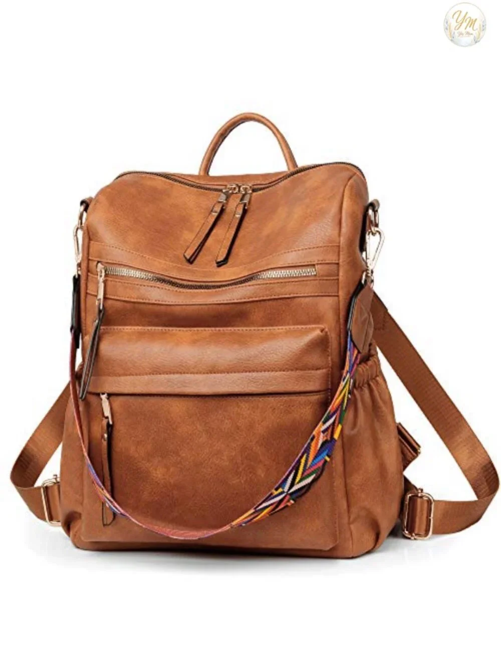 Faux Leather Fashion Backpack Purse with Multi-Pockets for Women Travel